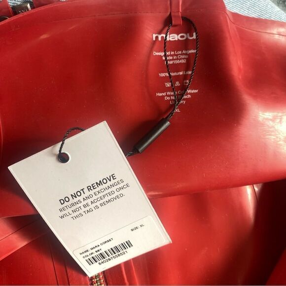 Miaou Mara Corset Top Cami Latex Strawberry Red Fetish Sz XL NWT $295 Revolve - Picture 8 of 10